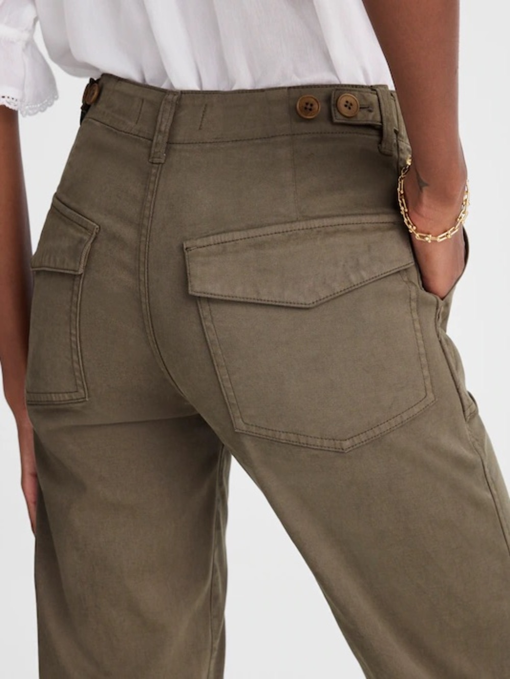Madewell Utility High-Rise straight leg Utility pants Jeans in faded Olive
